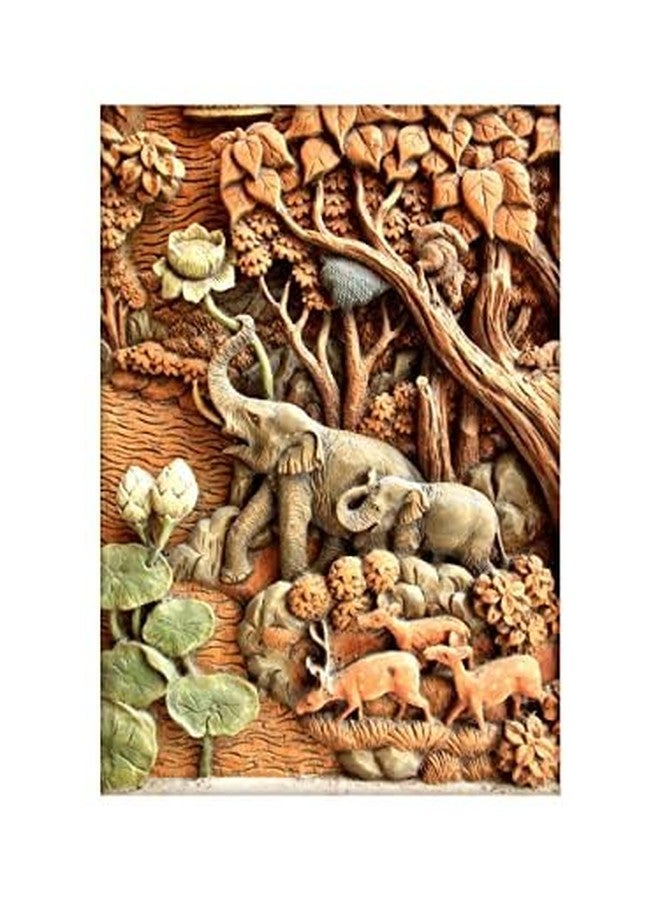 999STORE 3D Print Latest Door Living Room Bed Room Home Hall Wall Stickers Sheet roll Elephant Wallpaper Forest and Elephant Mural 3D Wallpaper (Vinyl Self Adhesive 24X36 Inches) NonW230842 - Image 2